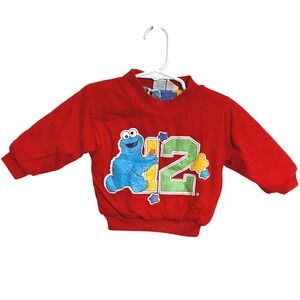 Vintage 90s Sesame Street Reversible Sweatshirt 18M Month Cookie Monster Sports